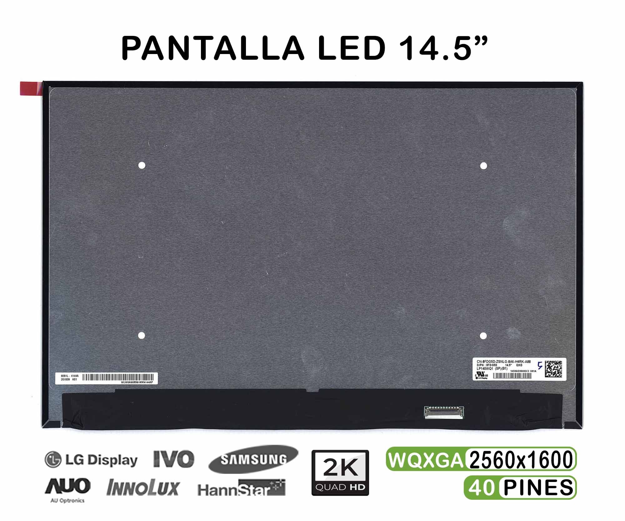 Ecrã LED de 14.5" para Portatil N145Gcg-Gt1 LP145Wq1-Spb1 Qhd 30 Pines