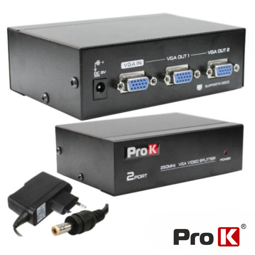 Distribuidor VGA Amplificado 1 Entrada 2 Saídas Prok
