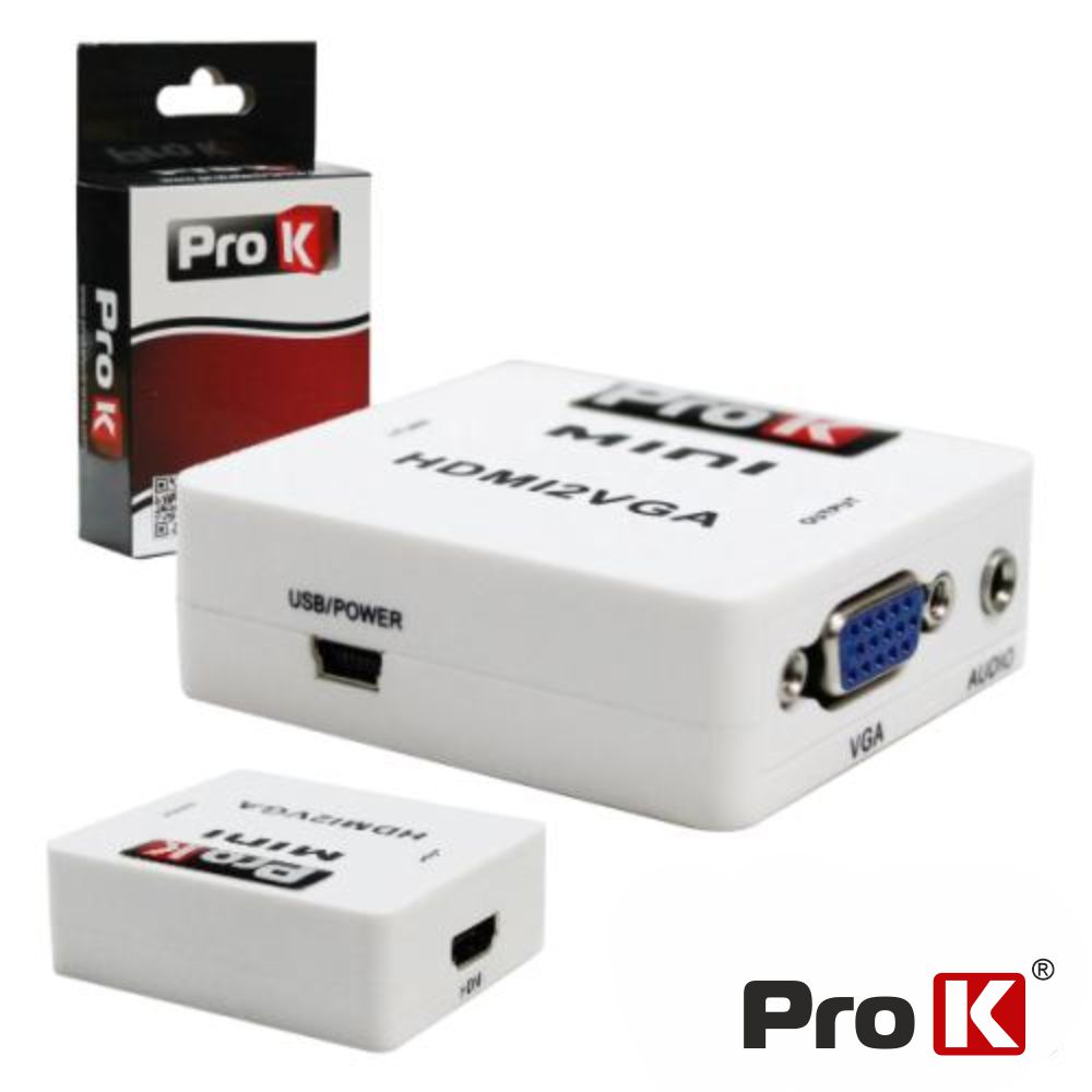 Conversor HDMI - VGA c/ áudio Amplificado Prok