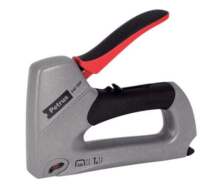 Prego/grampeador de metal superior Petrus 340 - para grampos de 530/6 a 14 mm e pinos tipo 8 de 15 mm - ajuste de potência - cor