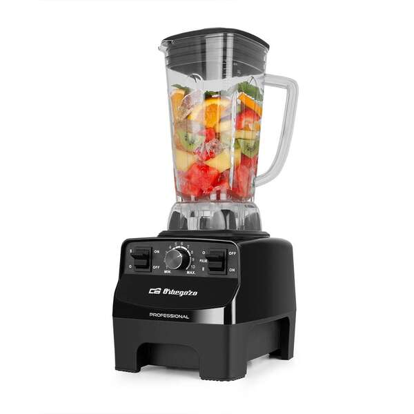 Liquidificador Profissional Orbegozo BV 9650 - Motor 1500W - Copo Tritan 2L - 8 Lâminas em Aço Inox - Função Turbo - Segurança e