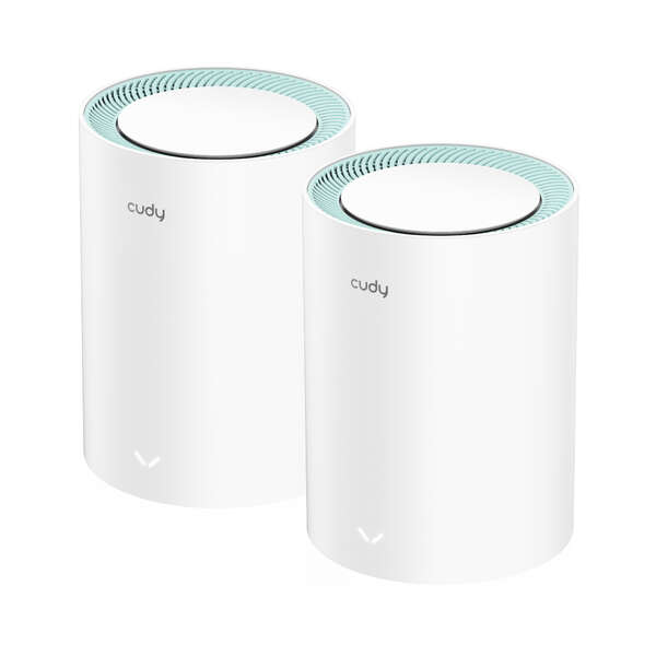 Cudy M1300 Pacote de 2 sistemas AC1200 Dual Band Mesh WiFi - 867Mbps em 5GHz, 300Mbps em 2,4GHz - 1x porta LAN 1000/100/10Mbps, 