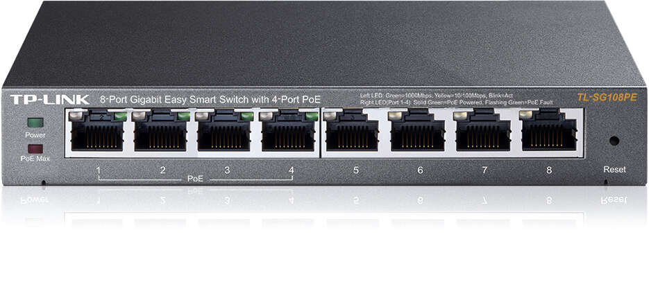 TP-Link Easy Smart Switch com 8 portas Gigabit - 4 portas PoE