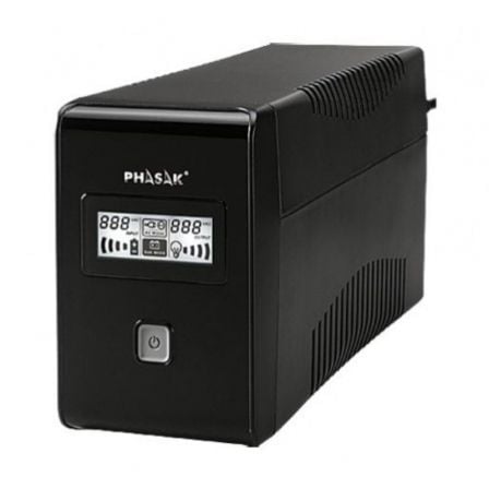 UPS de linha interativa LCD Phasak 850 VA/ 850 VA/ 2 saídas/ Formato de torre