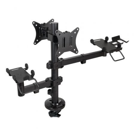 Suporte de mesa para 2 monitores, POS, impressora, terminal e leitor TooQ TQPM0002/ Giratório/ Inclinável/ até 9 kg